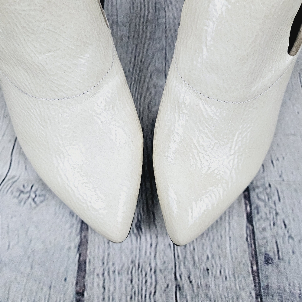 NAKED FEET | Sagitta patent & suede leather pointed toe heeled ankle booties - Picture 5 of 12